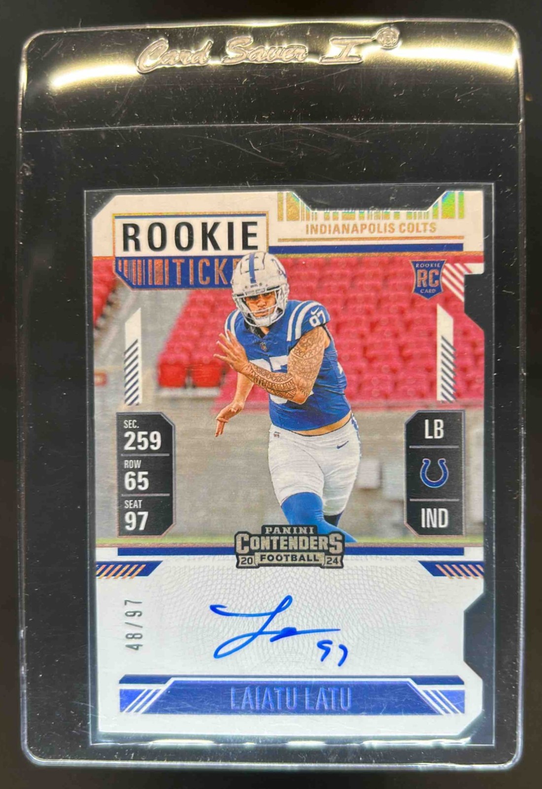 2024 Contenders Laiatu Latu Rookie Ticket RPS Auto RC Stub #48/97 Colts