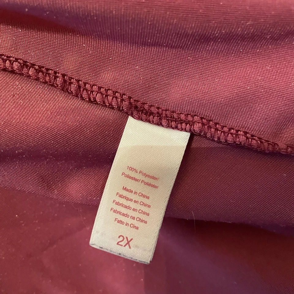 Bata vintage Oscar De La Renta etiqueta rosa para mujer 2XL terciopelo borgoña con cinturón Foto 4 de 4