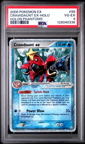 2006 POKEMON EX HOLON PHANTOMS #99 CRAWDAUNT EX-HOLO PSA 4