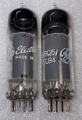 Pair GE 6BQ5 Grey Plate O-Getter Vacuum Tubes TV7 Tested Strong
