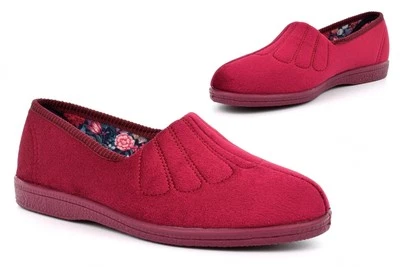 SLEEPERS Damen Wide Fit Hausschuhe Slipper Damenpantoffeln E Weite Vulkanisierte Gummisohle