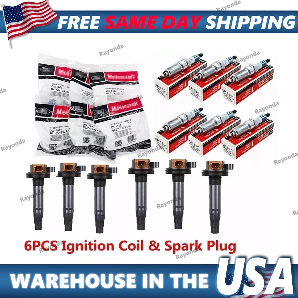 6x Motorcraft Ignition Coils Plugs Fits Ford F-150 3.5L EcoBoost DG549 SP534 OEM