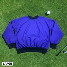 Vintage 90s Roche Golf Windbreaker Jacket Mens LARGE Purple Houndstooth Pockets