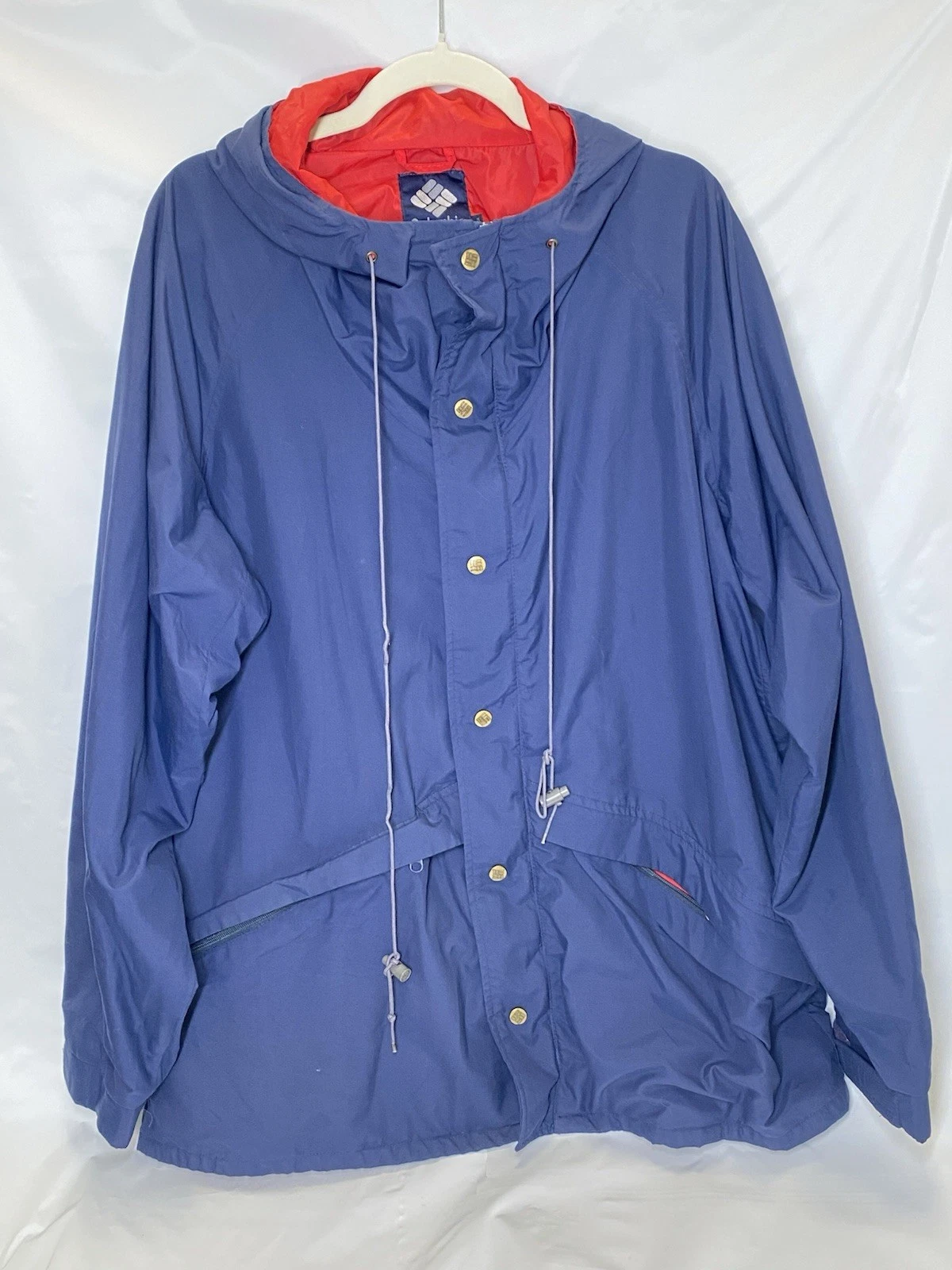 VINTAGE Columbia Jacket Mens Size XL Blue Hooded Radial Sleeve Patent Pending