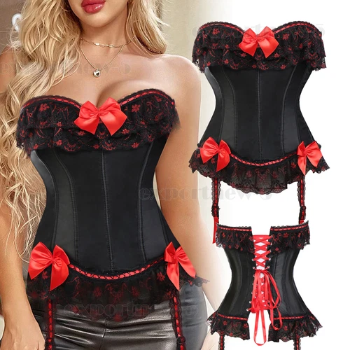 Bustier Corsé Top Mujeres Sobre Busto Con Cordones Cintura Deshuesada Entrenador Lencería Burlesca - Imagen 13 de 32