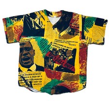 Vintage Malcolm X Button Front Shirt XL 90s RARE All Over Print Made In USA