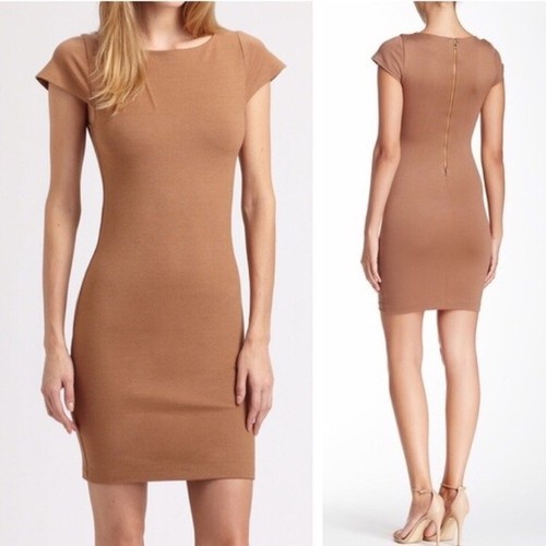 Vestido Vaina Alice + Olivia PEQUEÑO S Tiffany Manga Gorra Camel Tostado Mini Cóctel - Imagen 8 de 8