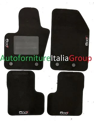 AUTOFORNITURE ITALIA Tappetini auto in moquette su misura 4 loghi 4 fix per 500X 2014>