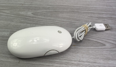 Apple Mighty Mouse MB112LL/B  Optical Wired Mouse White A1152 Tested !*