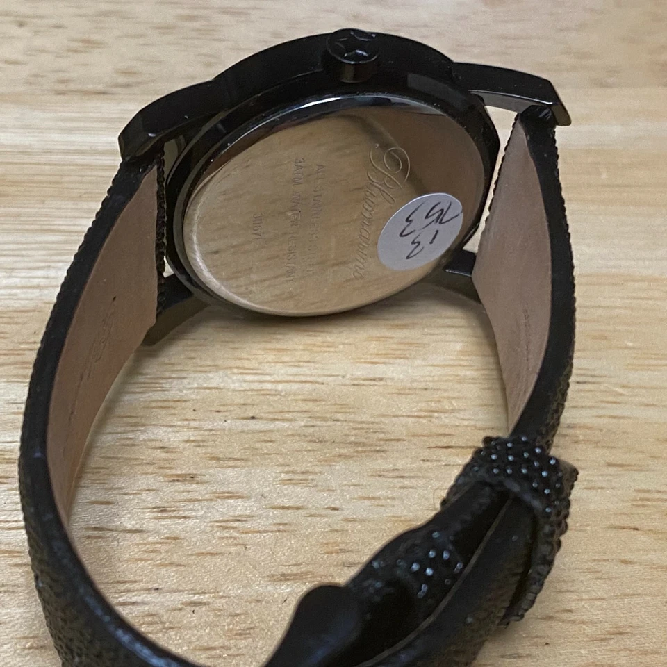 Blumarine Vera Pelle Leather 30m All Black Steel Analog Quartz Watch~New Battery - Image 4 of 4