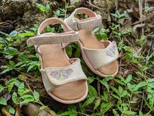 TINY TOMS Pink Multi Twill Glimmer Strappy Sandals Ray Sandals