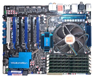 ASUS P6T6 WS REVOLUTION Motherboard +Intel i7-920 +12gb RAM +heat sink and fan