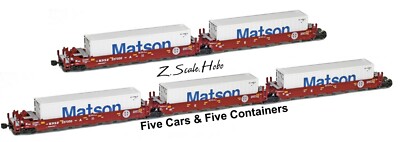 AZL 906509 Z Maxi-I BNSF Articulated Stacked 5-Car Set 237509 Matson Containers