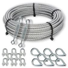 Drahtseil Stahlseil + Zubehör-Set 5 bis 200 m Spannschloss Klemmen Kauschen 
