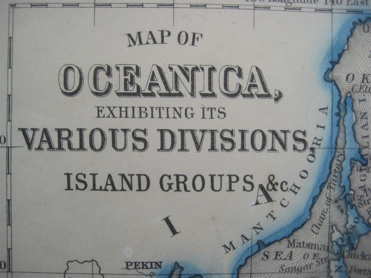 Original 1860 Mitchell Map OCEANICA Hawaii Pacific Islands  display picture 1