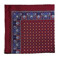Burgundy Floral Silk Pocket Square Hand-Rolled in England 
