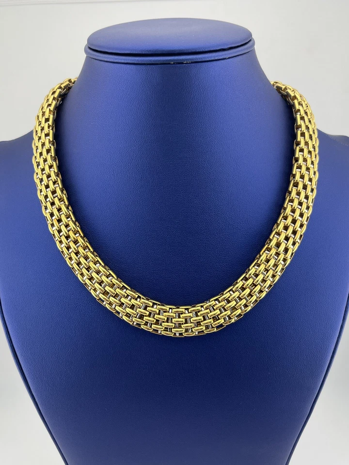 Collar de dos tonos vintage FOPE de oro amarillo y blanco de 18k con cierre de caja de 109,4 gramos Foto 2 de 4