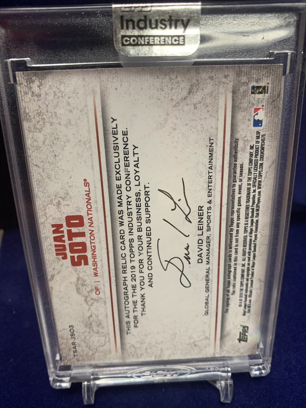 Juan Soto 2019 Topps Industry Conference Exclusive RC Autograph Jersey