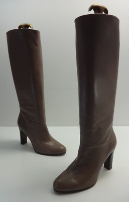 Womens Boots Size LK BENNETT Leather Brown Mocha Knee High Pull
