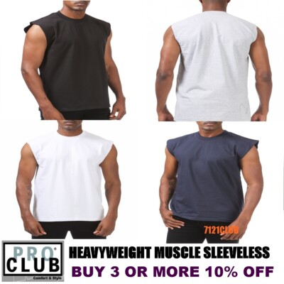 #ad PRO CLUB SLEEVELESS T SHIRTS MENS HEAVYWEIGHT MUSCLE TANK TOP BIG AND TALL M 7XL $12.95