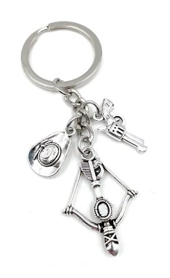 ONWOMANIA Wilder Westen Cowboy Hut Armbrust Revolver Schlüsselanhänger aus Metall