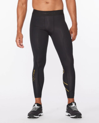 SUPER SALE | 2xu Force Mens Compression Long Tights (Black/Gold)