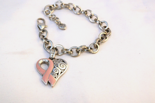Brighton Power of Pink Ribbon Heart Charm Breast Cancer Bracelet - Picture 2 of 3
