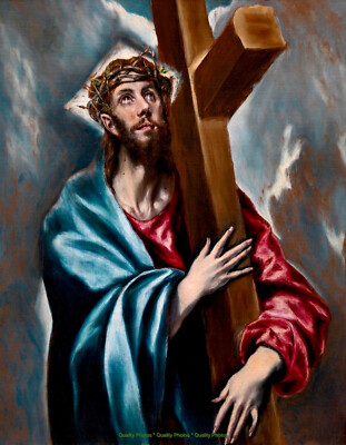 Christ Holding the Cross 8.5x11'' Photo Print El Greco Religion Christian Art