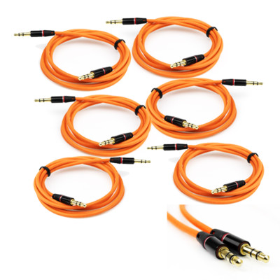 6X 3.5MM AUX AUXILIARY STRAIGHT AUDIO CABLE ORANGE FOR LUMIA 520 Z10 Z30 DROID