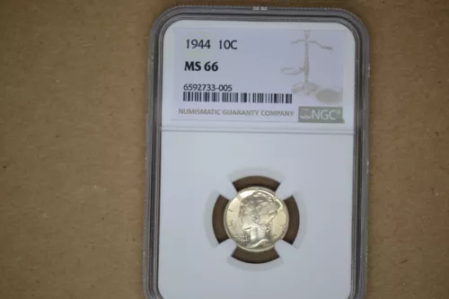 1944 Mercury Dime- NGC MS-66.   Lovely!