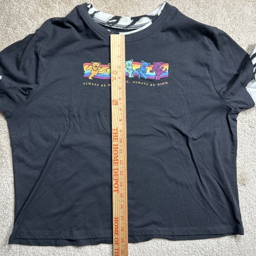 Grateful Dead T-Shirt Women's 2X LS Dancing Bears Be Kind Zebra Tie Dye Cropped - Picture 5 of 6