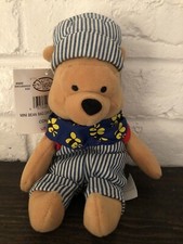 Disney Store Winnie The Pooh Choo Choo Pooh 8" Mini Bean Bag Original Tags