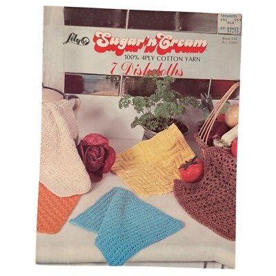 Lily Sugarn Cream 100% 4Ply Cotton Yarn Dishcloth Pattern Leaflet 510 Art 930H