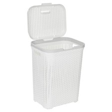 45/55L Plastic Rattan Dirty Laundry Clothes Washing Bin Basket Storage Organiser