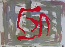 Abstract Painting SIGNED ready to hang 24 * 18" stretched canvas wall art Azi Hs