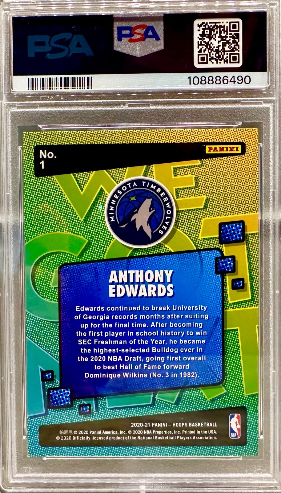 2020 Panini Hoops Anthony Edwards We Got Next - Holo! TIMBERWOLVES PSA 9! view 2