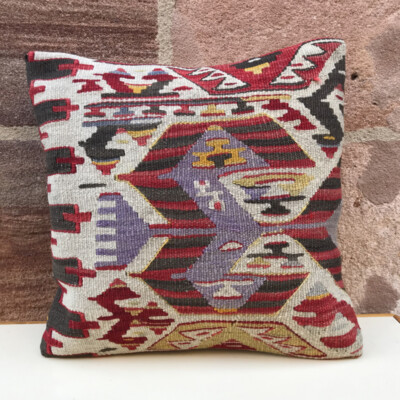 Kelim Kissenhülle 40x40 cm handgewebt Sitzkissen vintage Boho Teppich Kilim