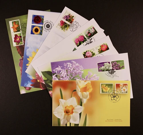 CANADA 2005-2012 Flowers, beautiful set of 7 different FDC First Day Covers