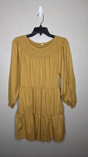 Old Navy Womens XSmall Long Sleeve Tiered Smocked Embroidered Mini Swing Dress