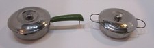 Vintage Small Steel w Aluminum Lids Child's Toy Miniature Frypan and Pan Skillet
