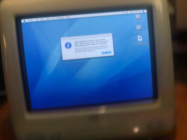 Vintage 2001 Apple iMac G3 Snow M5521 500MHZ 20GB 256MB Ram Tested