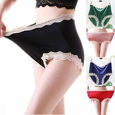 Boxer Women Silky lace edge Knicker High Waist comfortable Satin Briefs Ladies