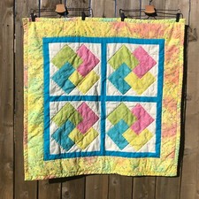 Handmade Card Trick Quilt Colorful Toddler Blanket Boy Girl Wall Hanging 39x39