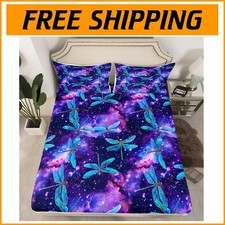 Microfiber Dragonfly Fitted Sheet Set for Boys and Girls - Full Size, 3Pcs