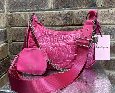NWT Juicy Couture Puff Halfmoon Crossbody Bag With Coin Pouch Pink Flash