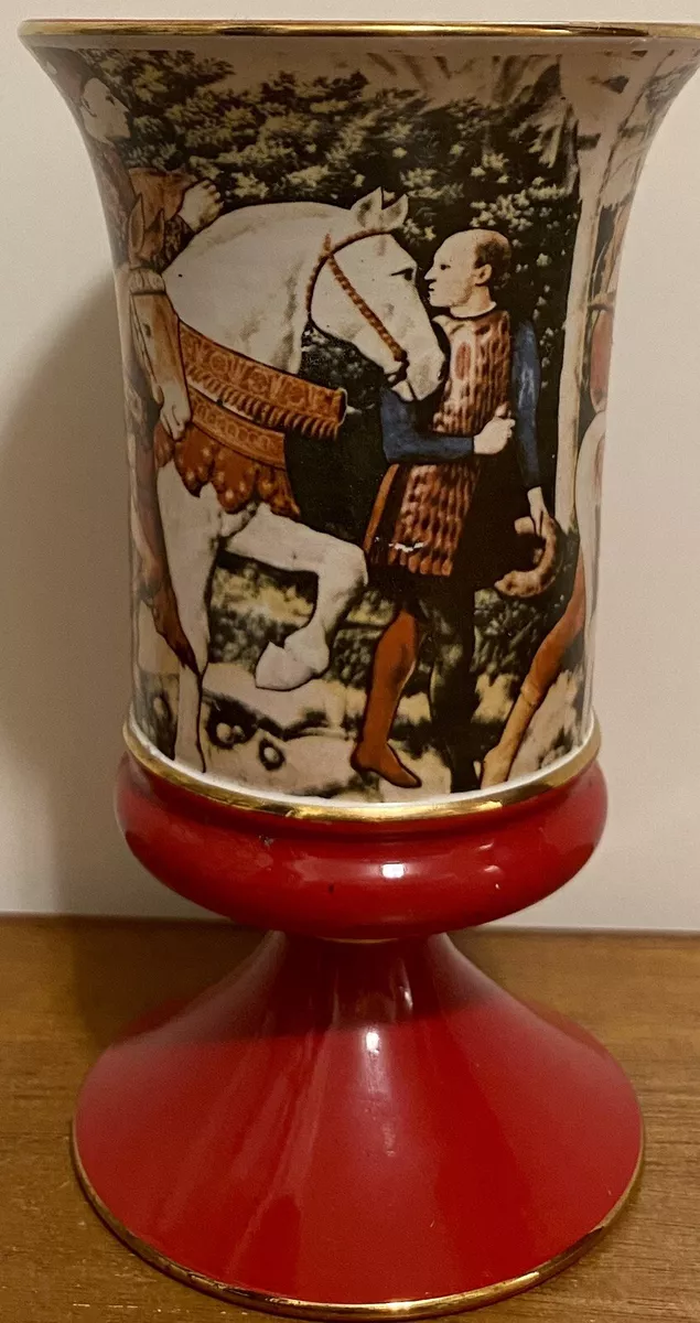 Wine Goblet Italian Wine Pottery With Medieval Scene Hand Made 6