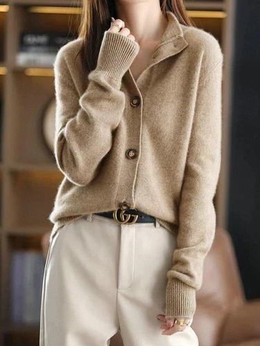 Cardigan maglione maglia cashmere da donna pullover invernale vestibilità ampia cappotto - Foto 17 di 28