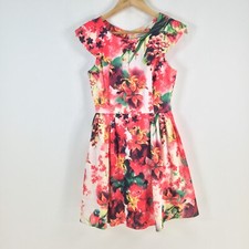 Vangelica womens dress size 8 fit flare multicolour floral short sleeve 081548