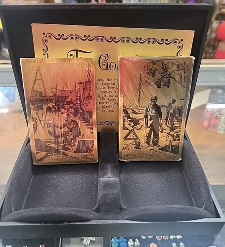 Vintage Lionel Barrymore The Gold Set Double Deck Playing Cards Etched in Case - Picture 3 of 6