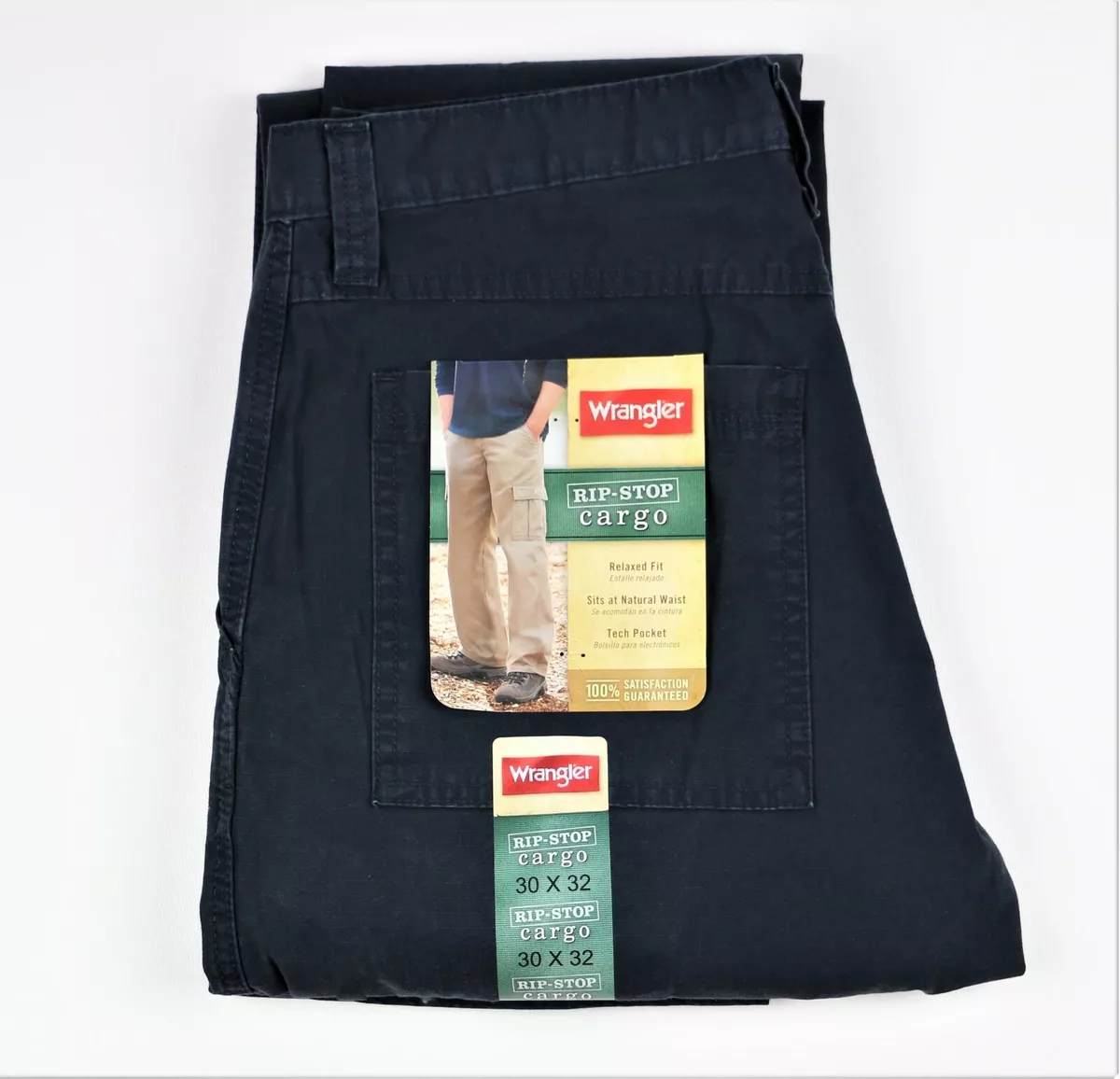 New Wrangler Men s Rip Stop Cargo Pants Navy Color 100 Cotton All